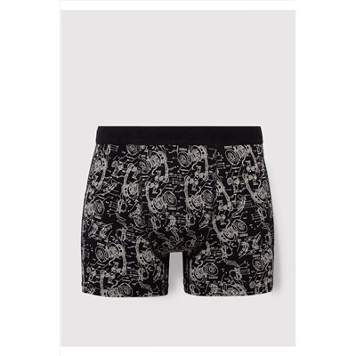 Mavi 3lü Baskılı Siyah Boxer 0911420-900