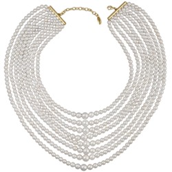 Колье Каскад (Майорка белая 6-10мм; покрытие золото) 42-48см, Есть комплект