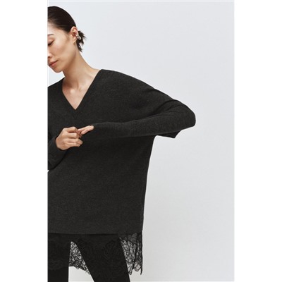 LONG KNIT JUMPER WITH LACE DETAIL