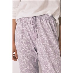 Pantalón largo carrot 100% algodón lila