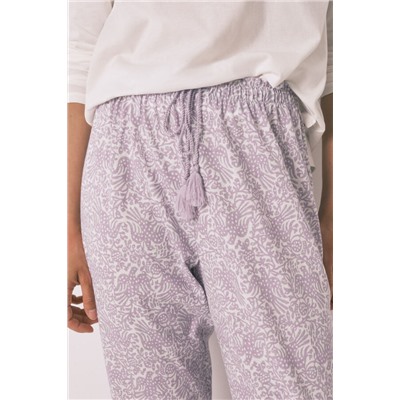 Pantalón largo carrot 100% algodón lila