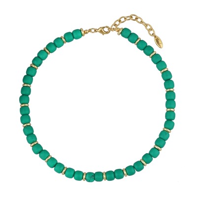 Колье Селена (говлит 8-9мм зеленый; покрытие золото) 42-48см, Есть комплект