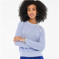 Button raglan crewneck sweater