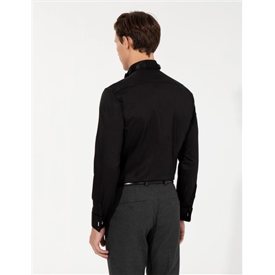 Siyah Slim Fit Smokin Gömlek