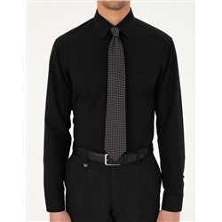 Siyah Regular Fit Uzun Kollu Basic Gömlek