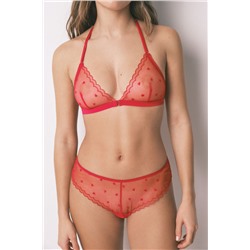 Braga ancha brasileña tul bordado rojo