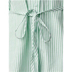 Удлиненная блузка с поясом в тонкую полоску из хлопка