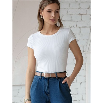 Футболка из трикотажа в широкий рубчик