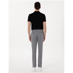 Gri Slim Fit Gofre Kanvas Pantolon