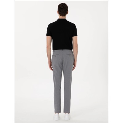 Gri Slim Fit Gofre Kanvas Pantolon