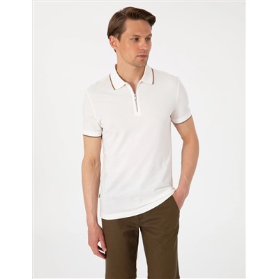 Ekru Slim Fit Polo Yaka Tişört
