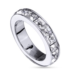 Кольцо Квадро (кристаллы SW белые; покрытие родий), Есть комплект