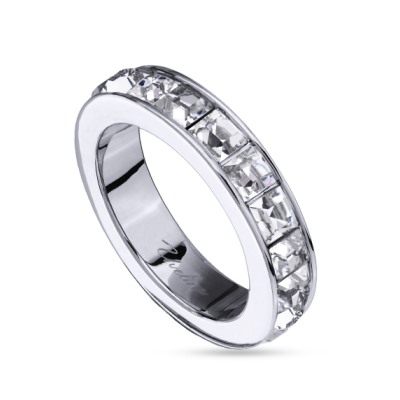 Кольцо Квадро (кристаллы SW белые; покрытие родий), Есть комплект