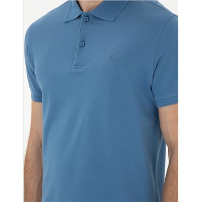 Koyu Mavi Slim Fit %100 Pamuk Polo Yaka Basic Tişört