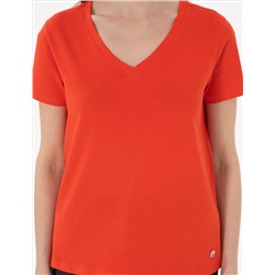 Kırmızı Regular Fit V Yaka Basic Tişört
