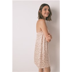 Camisón holgado satén flor rosa