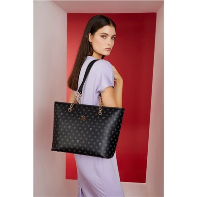 Pierre Cardin Siyah Monogram Kadın Omuz Çantası 05PO22Y1546