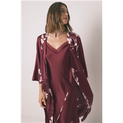 Camisón largo encaje vino