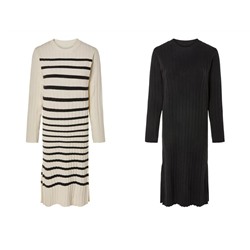 Damen Geripptes Strickkleid mit Rundhalsausschnitt