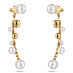 Серьги Просекко (Майорка 4-8мм белая; покрытие золото), Есть комплект