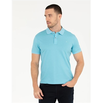Açık Mavi Slim Fit Polo Yaka Merserize Tişört
