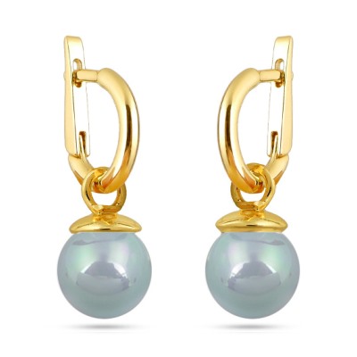 Серьги (Майорка 12мм голубая; покрытие золото), Есть комплект