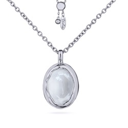 Кулон Грация (кристаллы SW 18х13 белый электрик; покрытие родий) 80см, Есть комплект