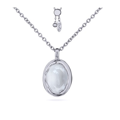 Кулон Грация (кристаллы SW 18х13 белый электрик; покрытие родий) 80см, Есть комплект