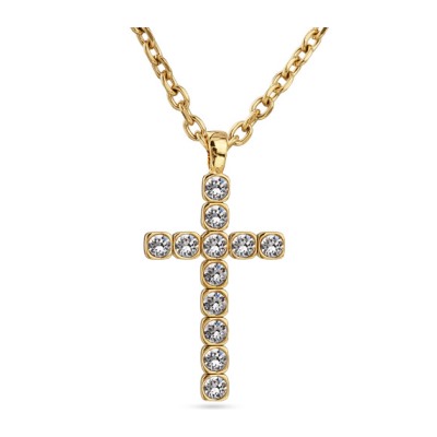 Кулон Теннис (кристаллы SW белые 6мм; покрытие золото) 50-55см, Есть комплект