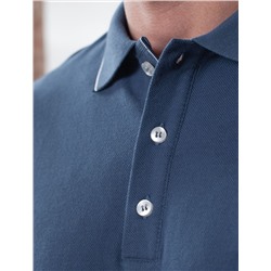 Футболка поло с плетеным воротником на пуговицах из эластичного хлопка