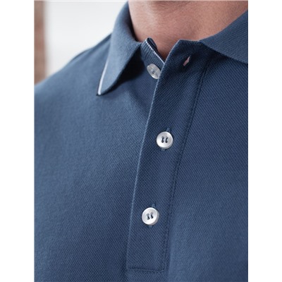 Футболка поло с плетеным воротником на пуговицах из эластичного хлопка