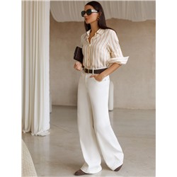 Блузка свободного силуэта в тонкую полоску из эластичного хлопка