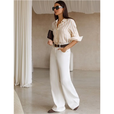 Блузка свободного силуэта в тонкую полоску из эластичного хлопка