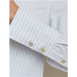 Блузка свободного силуэта в тонкую полоску из эластичного хлопка с добавлением льна