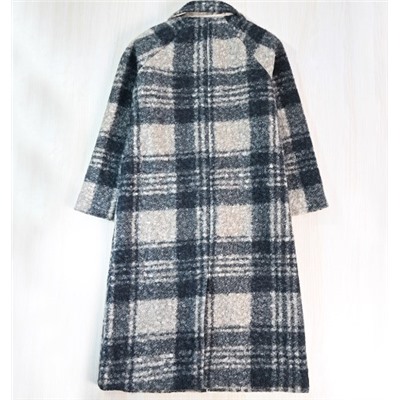 Женское однобортное приталенное пальто из искусственной шерсти в клетку