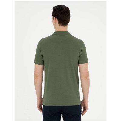 Haki Slim Fit %100 Pamuk Polo Yaka Basic Tişört
