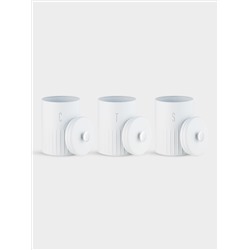 Набор банок для сыпучих продуктов, 3 пр, 1.35 л, h17 см, белые, Astor