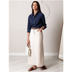 Блузка свободного силуэта в мелкий горошек из эластичного хлопка