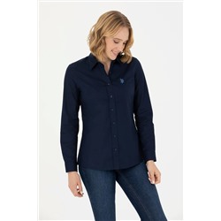 Kadın Lacivert Uzun Kollu Basic Gömlek