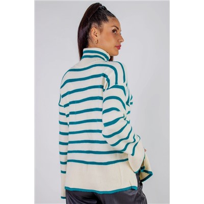 Теплая туника в полоску высокий ворот арт. 2918