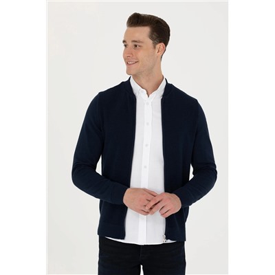 Erkek Lacivert Basic Triko Hırka