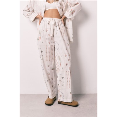 Pantalón largo 100% algodón estampado floral