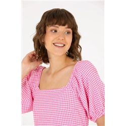 Kadın Pembe Kısa Kollu Gömlek