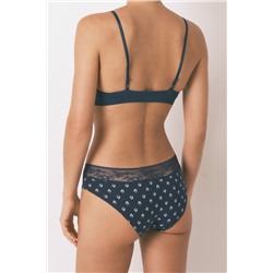 Braga ancha algodón estampada encaje navy