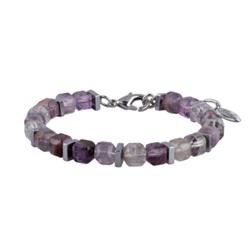 Браслет Селена (аметист 8мм; покрытие родий; 17-21см), Есть комплект