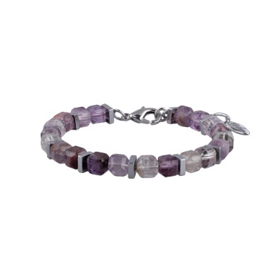 Браслет Селена (аметист 8мм; покрытие родий; 17-21см), Есть комплект