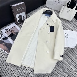 пальто средней длины с лацканами Pra, 100% кашемир, жаккардовая подкладка с буквами, высококачественная индивидуализация, литая пряжка с логотипом YB, кожаные манжеты с буквами,