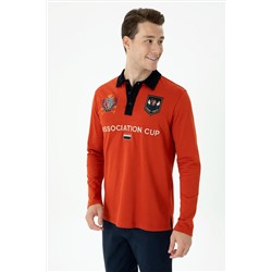 Erkek Kiremit Polo Yaka Sweatshirt