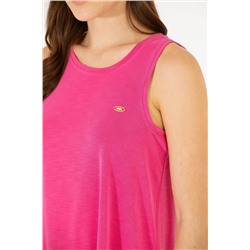 Kadın Fuşya Bisiklet Yaka Kolsuz Tişört