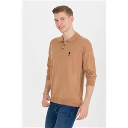 Erkek Camel Melanj Polo Yaka Triko Kazak